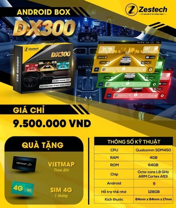 Bảng giá Android Box Zestech DX300 chính hãng cho xe ô tô